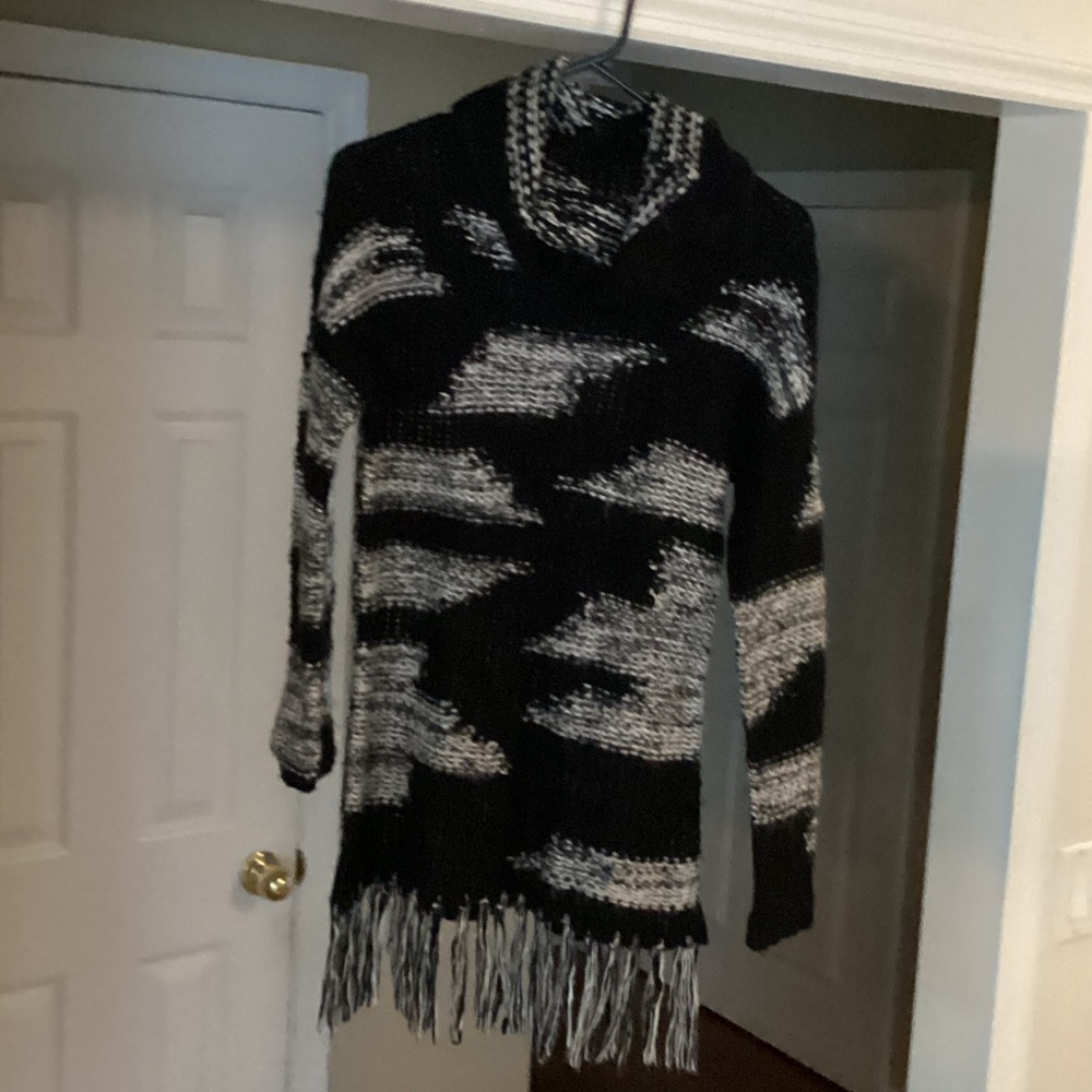 VENUS Black and Gray Cowl Neck Sweater